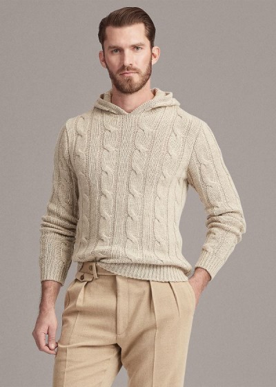 Men's Ralph Lauren Cable-Knit Cashmere Hoodies | 071482ZWB